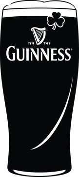 St Patricks Day Pint of Stout Beer Illustration, Silhouette, Vector, Line Art