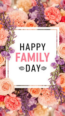 Happy family day celebration with colorful floral background