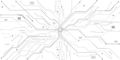 Vector futuristic black wires on a circuit board on a dark technological background. showcasing detailed technology network for modern digital projects and designs.