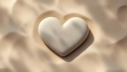 Obraz premium Minimal Zen Valentine Background with Heart Stone and Copy Space