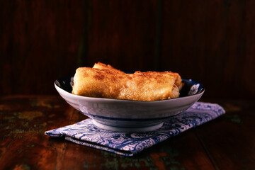  Croquettes with mushrooms on a rustic background