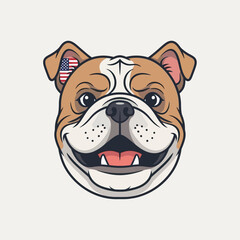 Obraz premium patriotic bulldog illustration with american flag in ear perfect for national pride themes sports mascots or us event branding