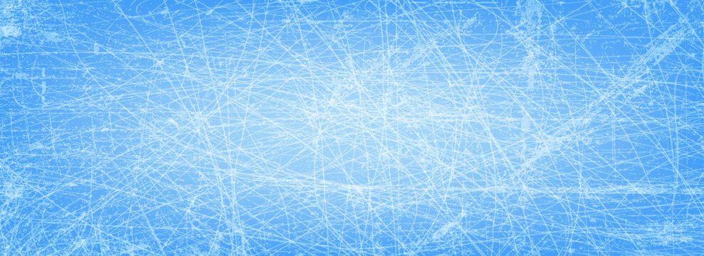 Winter blue background with a hockey scratched ice texture.Vector ilustration