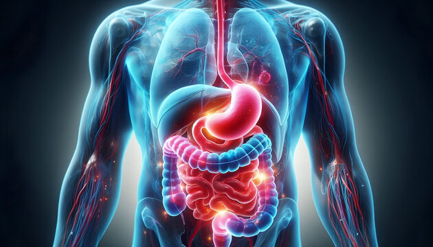 3D illustration of the anatomy of the digestive system