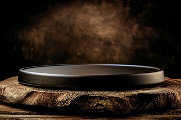 product podium mockup advertising card template presentation on dark background with, studio lights and shadows setting display