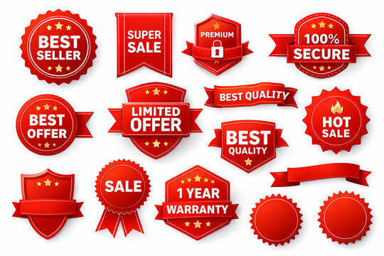 Red Badge and Label Collection Vector
