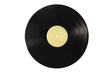 Black Vinyl Record PNG – Classic Vintage Music LP with Blank Cream Center Label, Retro Analog...