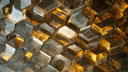 Abstract Honeycomb Pattern with Golden Tones