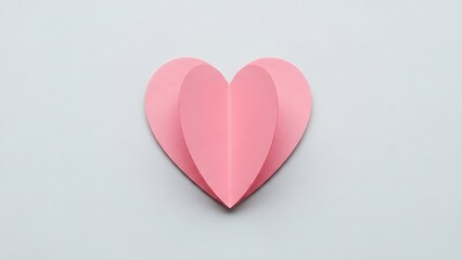 Obraz premium Top View of Minimalist Pink Paper Heart on Light Grey Surface