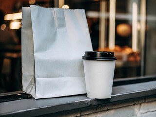 shopping bag on a wooden background