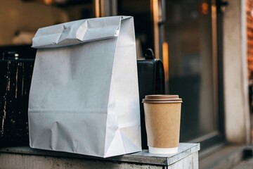 shopping bag on a wooden background