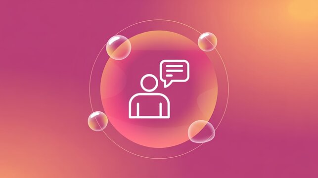 Person Icon with Speech Bubble in Gradient Circle on Pink Background with Soft Lighting for Social Media - Powered by Adobe