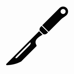 Fototapeta premium Black Kitchen Knife Icon with White Blade Detail