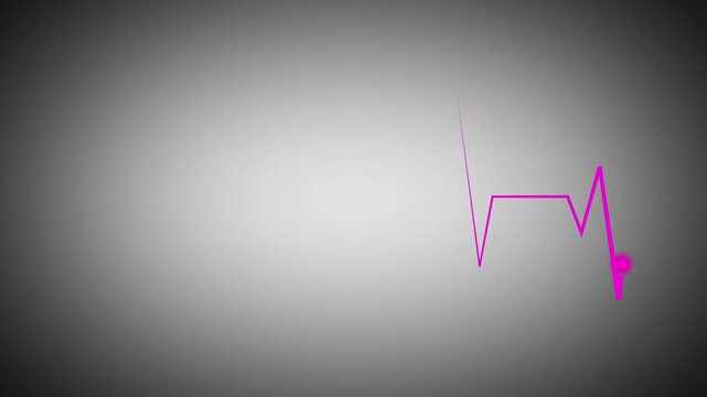 Pink neon ECG waveform with glowing endpoint on soft gray gradient background, ideal for medical, healthcare, and digital technology visuals. Clean modern style rendered in 4K.