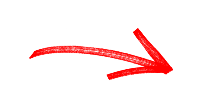 Hand-drawn red arrow icon brush stroke, arrow sign drawn with marker on transparent background - Powered by Adobe