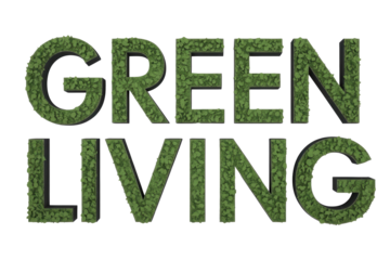 Green Living Text Made of Leaves