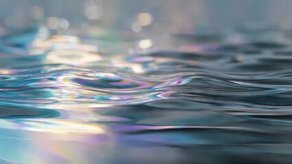 Iridescent water surface with ripples