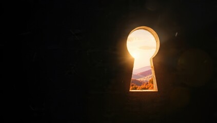 Keyhole to a scenic autumn landscape