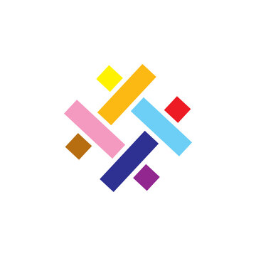 Logo, brand, colored paper tag, woven diagonally.