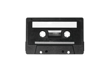 Obraz premium Minimal Black Cassette Tape PNG – Vintage Classic Audio Music Cassette with Simple White Label, Retro 80s 90s Analog Recording Tape, Front View Isolated High Resolution PNG on White Background