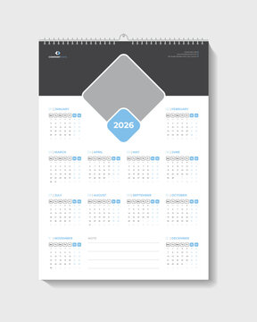 Calendar Design For Office Desk Or Wall Vector Template	
