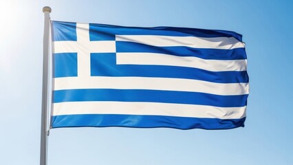 Greece Flag Waving Against Clear Sky