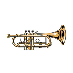 Naklejka premium Illustration of a golden trumpet on a white background