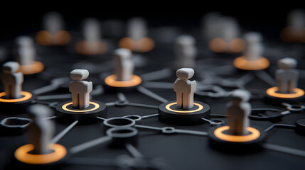 concept with interconnected figures, glowing nodes, and harmonious business atmosphere