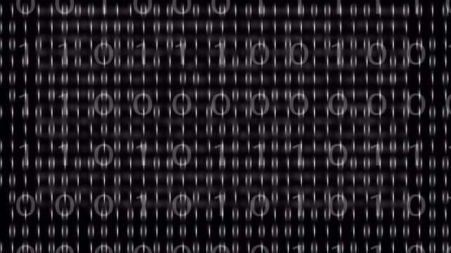 Binary digits 1 and  0 White Color Zooming In Alpha Channel 4K video