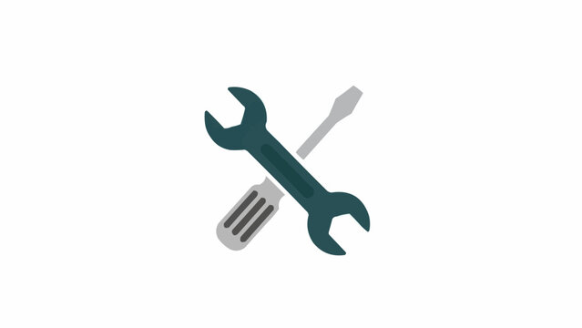 Wrench and screwdriver tools crossed over.