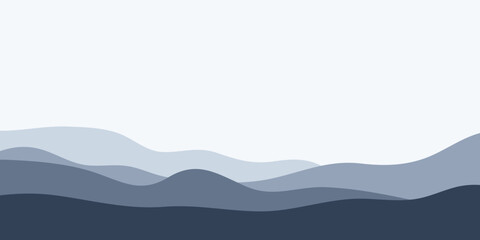 Abstract Landscape of Rolling Hills in Shades of Blue and Grey.