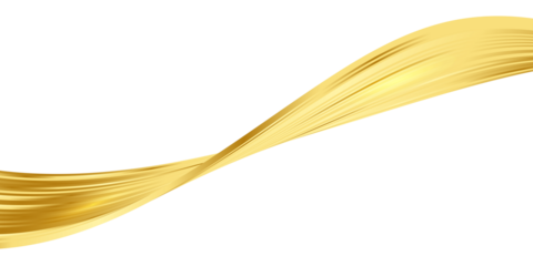 Golden Ribbon Swirl with Elegant Flow on White Background