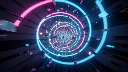 Abstract blue and purple technology background featuring futuristic digital circles and light vectors for a modern business network communication interface concept - Powered by Adobe