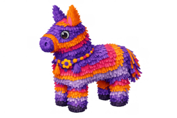 Piñata donkey a vibrant symbol of mexican celebration and fiesta fun, ideal for birthday parties and cultural events with transparent background