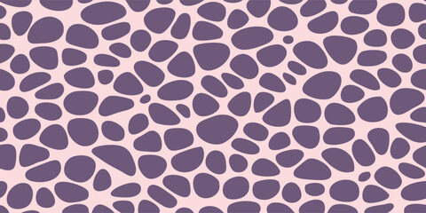 Abstract Organic Pattern of Irregular Purple Shapes on Light Background.