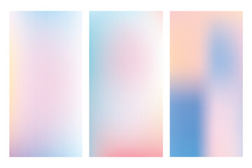 Set of three vibrant holographic gradient backgrounds for modern design.