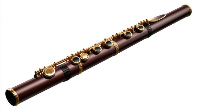 Elegant Piccolo Flute Isolated on White Background