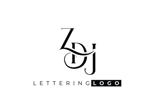 ZDJ Elegant Monogram Logo Design With Decorative Lettering