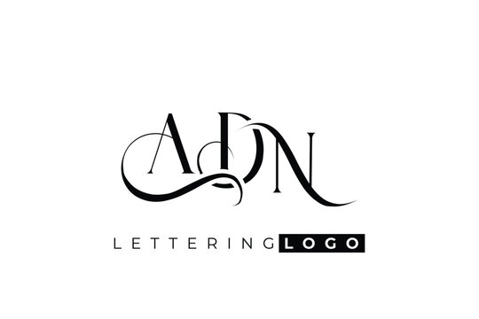 ADN Elegant Monogram Logo Design With Decorative Lettering