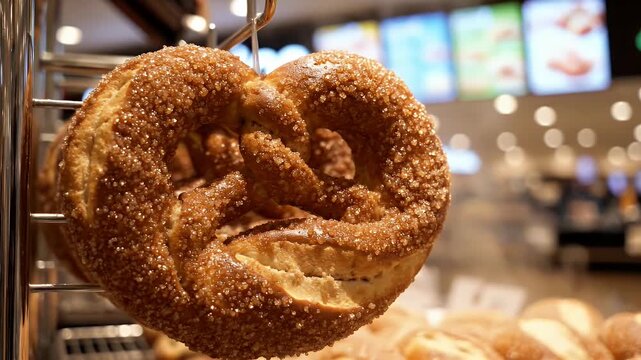 A soft cinnamon sugar pretzel coated in sweetness