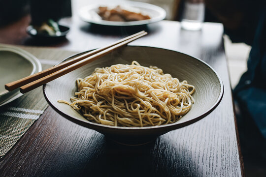 Simple Asian Longevity Noodles Served for Lunar New Year Tradition
