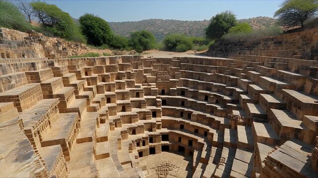 Chand Baori Stepwell in Rajasthan, India, an ancient architectural marvel
