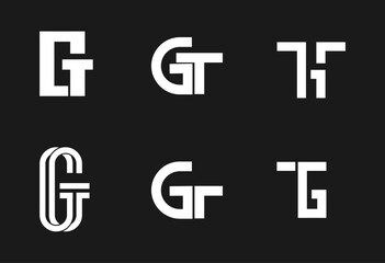 Fototapeta premium GT Monogram Logo Collection, Modern Geometric Letter G and T Combination Mark Designs