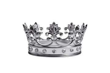 Ornate silver crown with diamonds on black background royalty regal