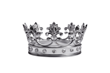 Ornate silver crown with diamonds on black background royalty regal