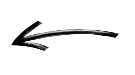 Hand-drawn red arrow icon brush stroke, arrow sign drawn with marker on transparent background