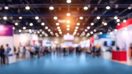 Public trade show event exhibition hall blurred background professional environment networking concept