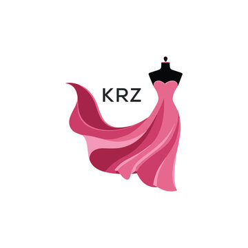KRZ Elegant Pink Fashion Dress Logo on Mannequin. KRZ Boutique & Bridal Shop Branding  Luxury Fashion. KRZ Logo Design.
