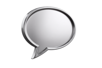 Silver 3 D Speech Bubble Icon Isolated on Black Background metal