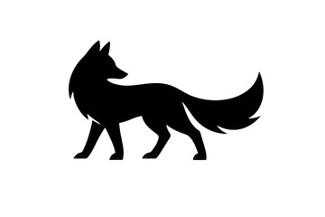 Fototapeta premium A silhouette of a fox in a walking pose, showcasing its bushy tail and pointed ears.